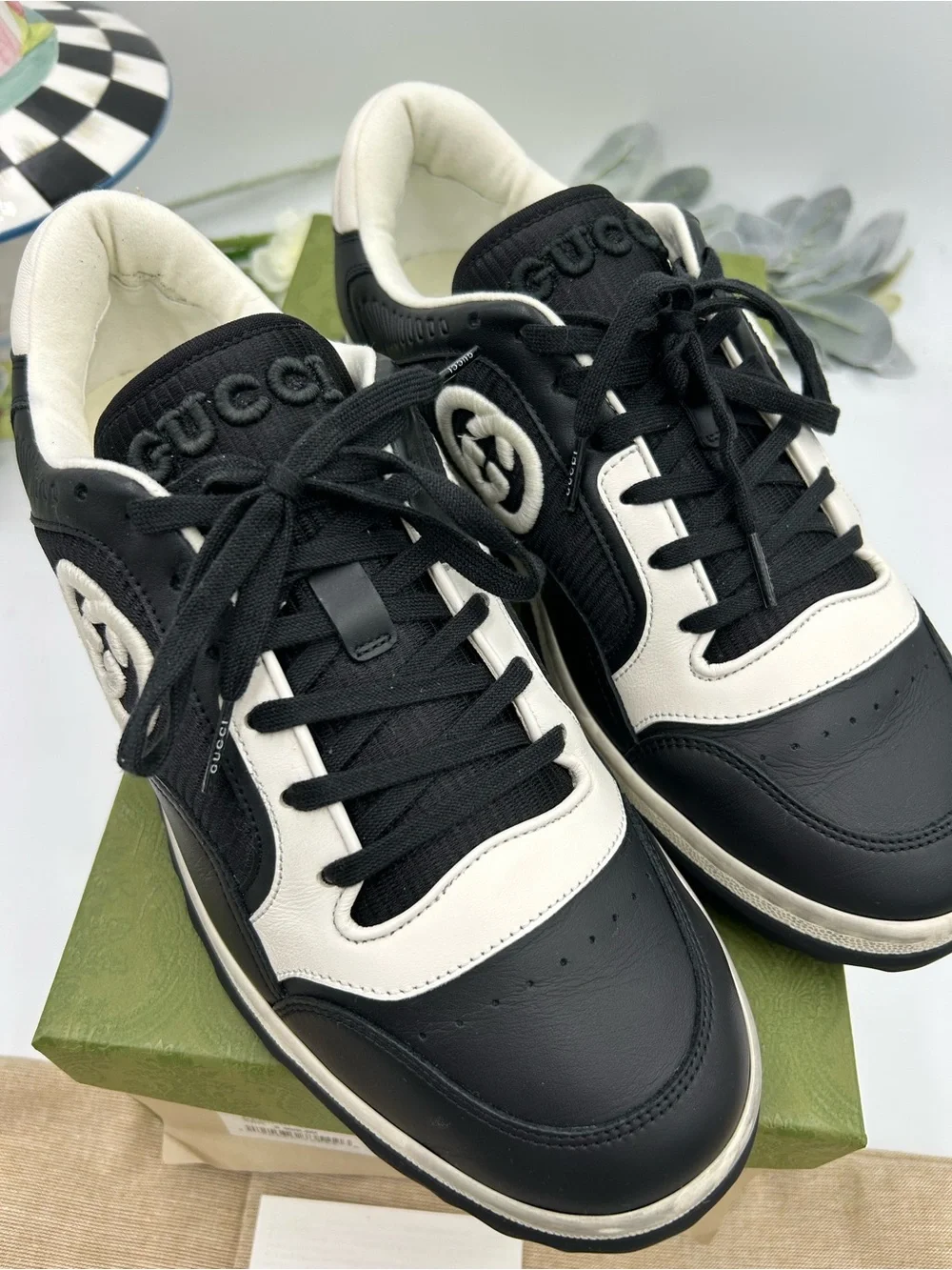 Men's Gucci Mac 80 low top leather sneakers size 43/ 10 made in Italy
